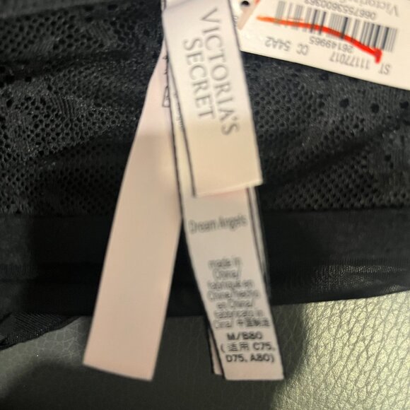 Victoria's Secret Dream Angels Unlined Lace-Up Corset Top Bra Black Lace Mesh M - Picture 3 of 5